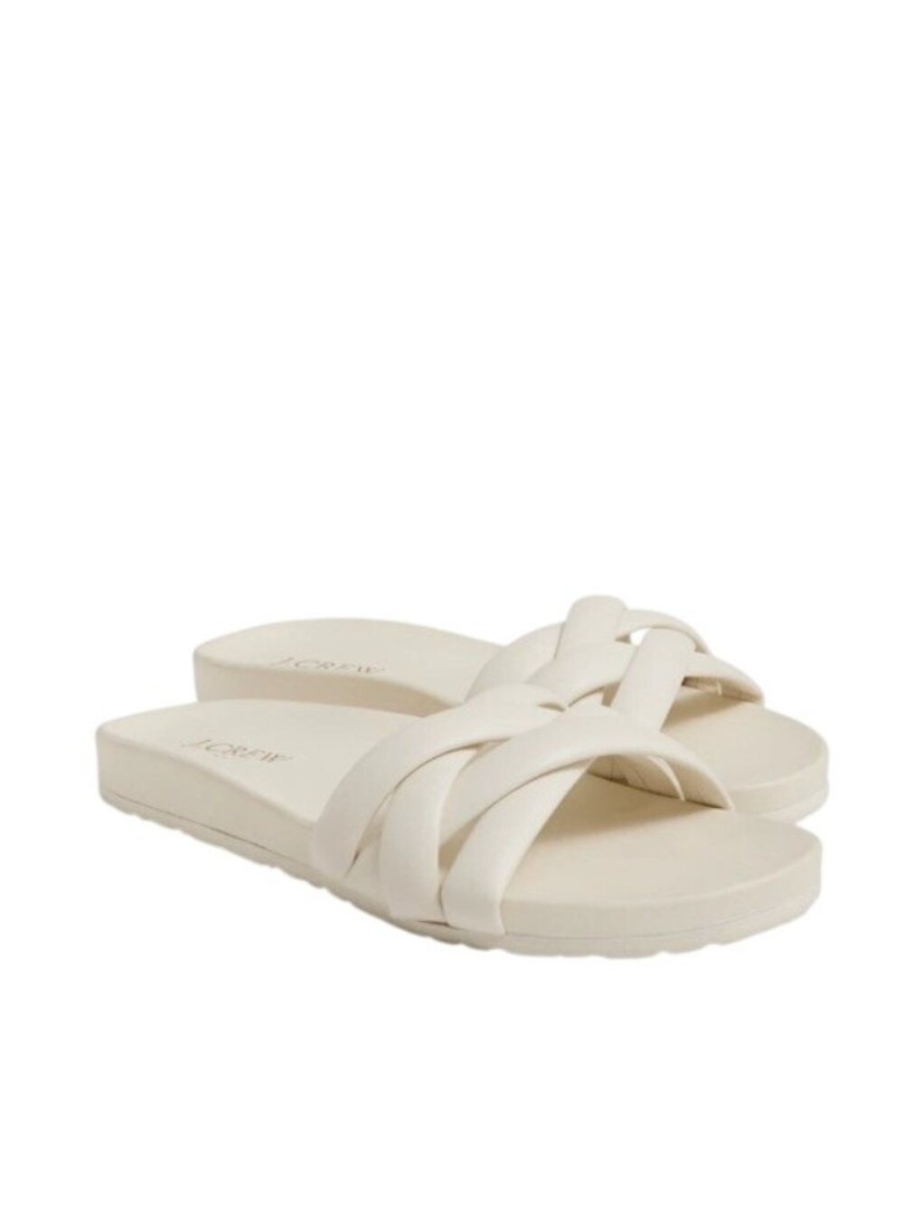 J.Crew Crisscross Slide Sandals Size 8 White Padded Beach Cruise Neutral NEW